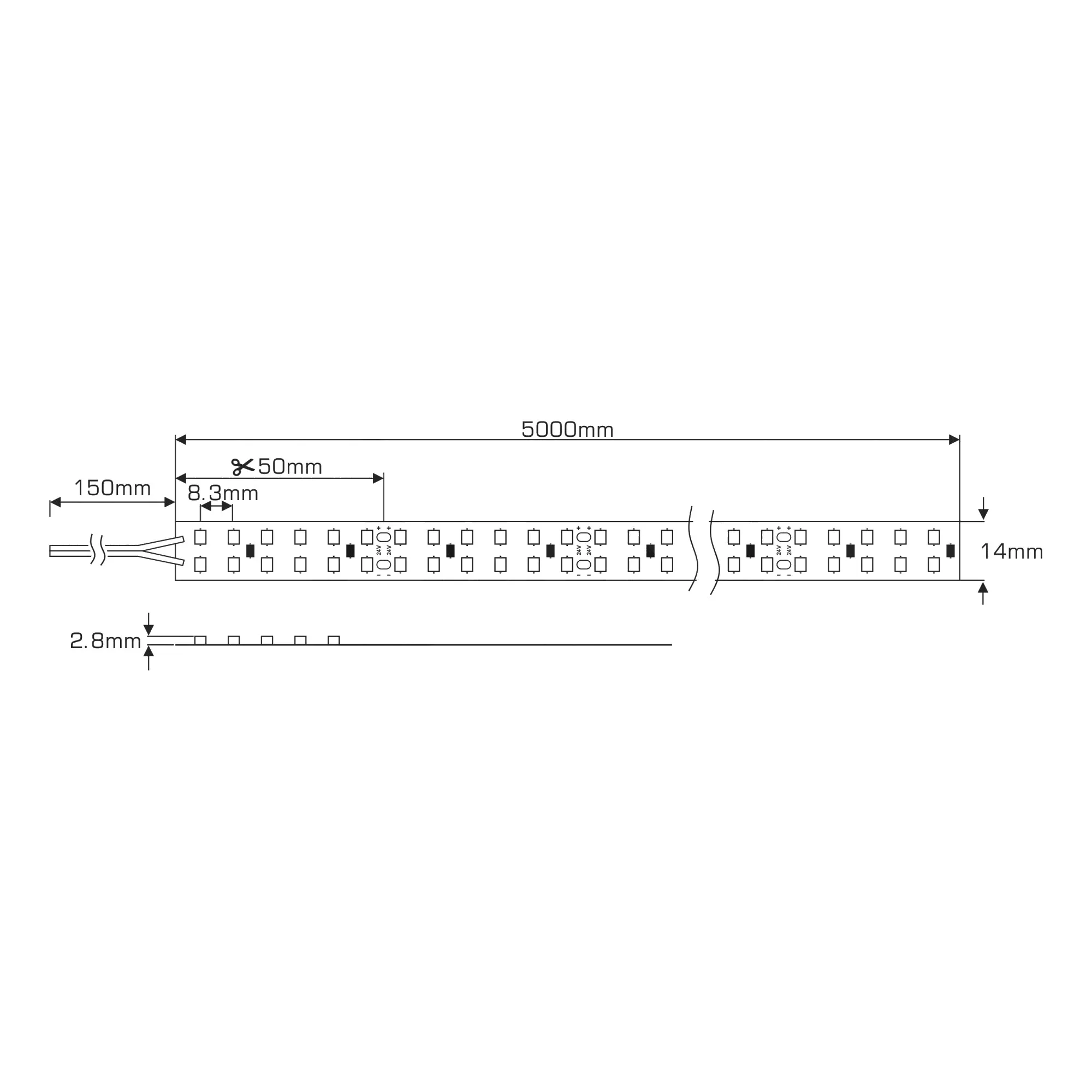 Axios Select 24V IP54 19.2W/m 3528 2x120LED/m Strip Lighting Dlux IP44-IP54 Strip
